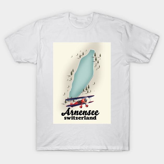 lake Arnensee switzerland map T-Shirt by nickemporium1